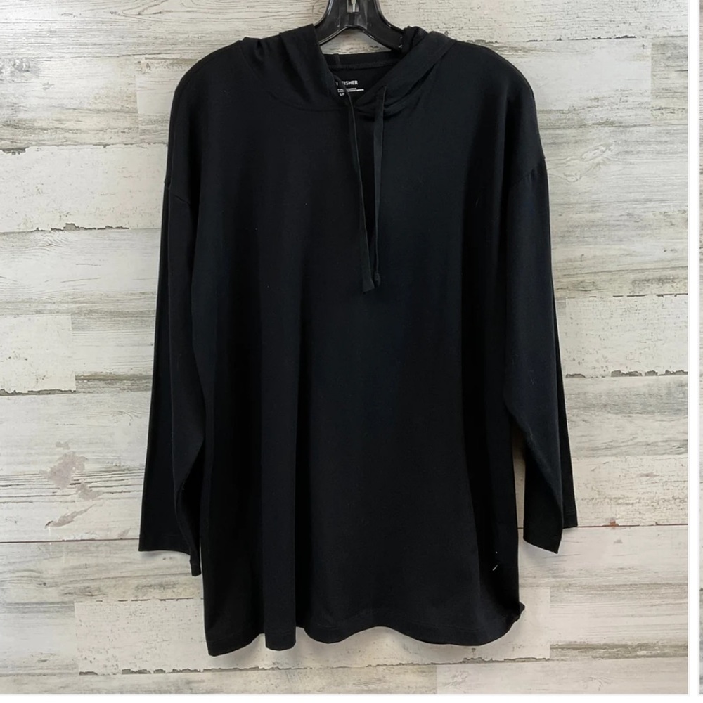 Eileen Fisher black hooded pullover